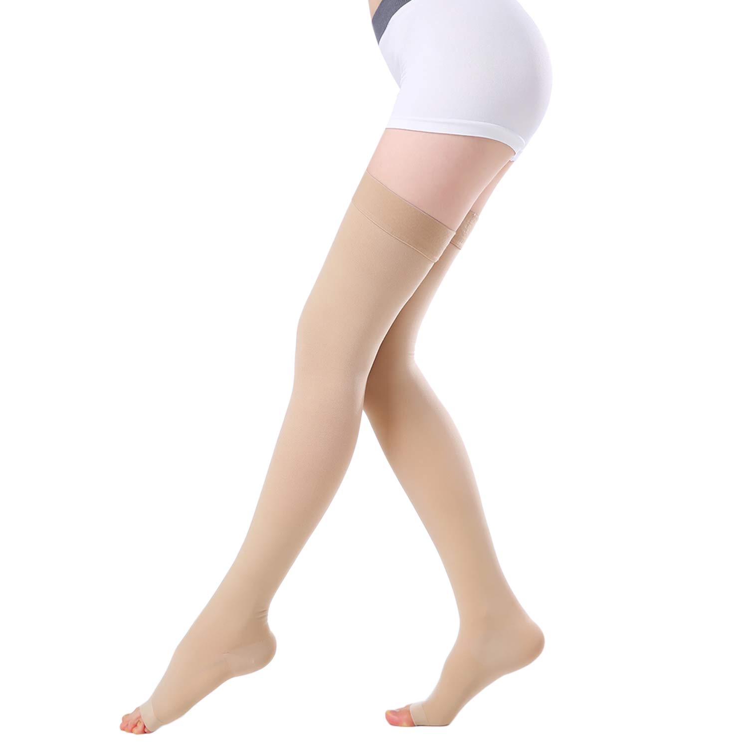 KOOCHY Thigh High Compression Socks,20-30 mmHg Firm Support Compression Stocking Support Hose for Swelling Pregnancy Nursing