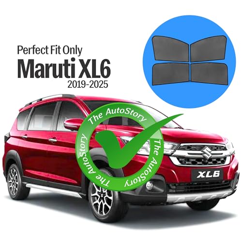 Image of AutoStory Custom Fit Black Mesh Car Sunshade for Maruti XL6 | UV & Heat Protection Car Window Curtains | Privacy Car Sun Shade | Breathable Vehicle Specific Side Window Shades