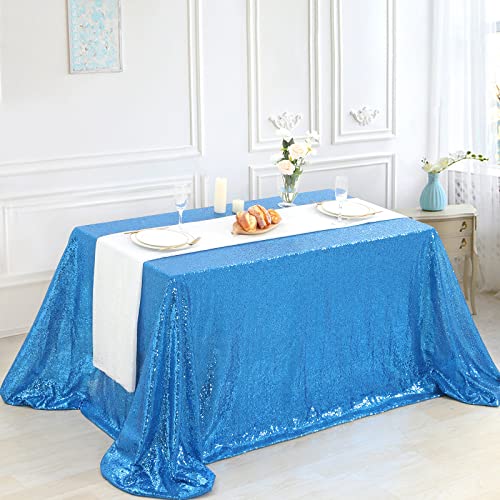 Image of B-COOL Sequined Tablecloth Sparkle Tablecloth Holiday Overlay Drapes Mermaid Theme Decorations Reception Birthday Parties 90x132 Inch Table Cloth for Cakes