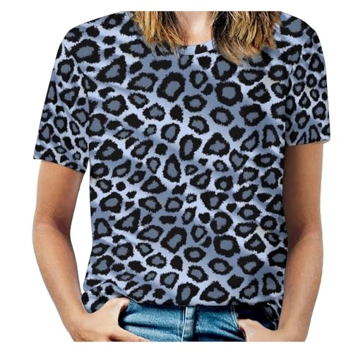 T-shirt léopard femme grande taille coupe fluide et manches courtes col rond