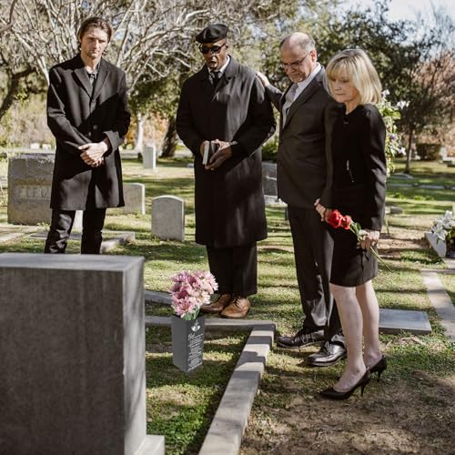 Jarrón de cementerio de metal negro con estaca para tumbas y flores 4