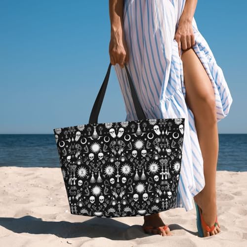 Bolso de playa grande, impermeable y resistente a la arena, bolso tote con cremallera para mujeres miniatura 3
