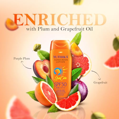 Image of Yuthika Sunscreen Lotion SPF 50 PA+++ 100ml | High Protection, Non-Greasy Formula, UVA & UVB Protection for all Skin Types (Pack of 1)