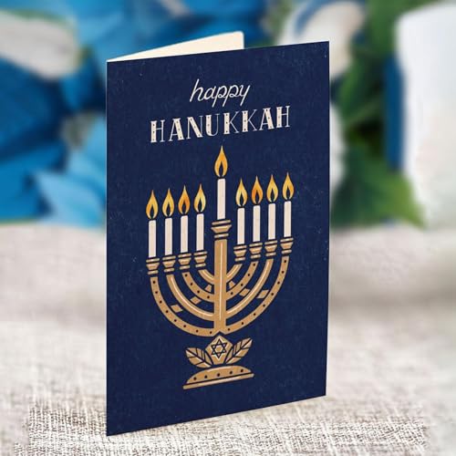 Freshcut Paper Pop Up Cards, Hanukkah Wishes, 10 Inch Life Sized Forever Flower Bouquet 3D Popup Greeting Cards, Christmas Card, Hanukkah Card, Blank Notecard & Envelope