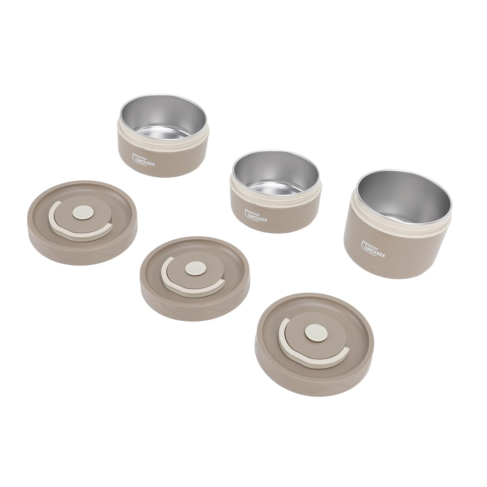 Cocoarm Contenitore per Il Pranzo Coibentato in Acciaio Inossidabile 304, Box Termico Rotondo Sigillato, con Borsa Termica, Contenitore per Il Pranzo Portatile (3 Cartone)