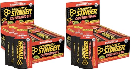 Image of Honey Stinger Strawberry Kiwi Energy Gel,Caffeinated & Gluten Free with Organic Honey,for Exercise,Running and Performance,Sports Nutrition for Home & Gym,Pre and Mid Workout,(Pack of 48)