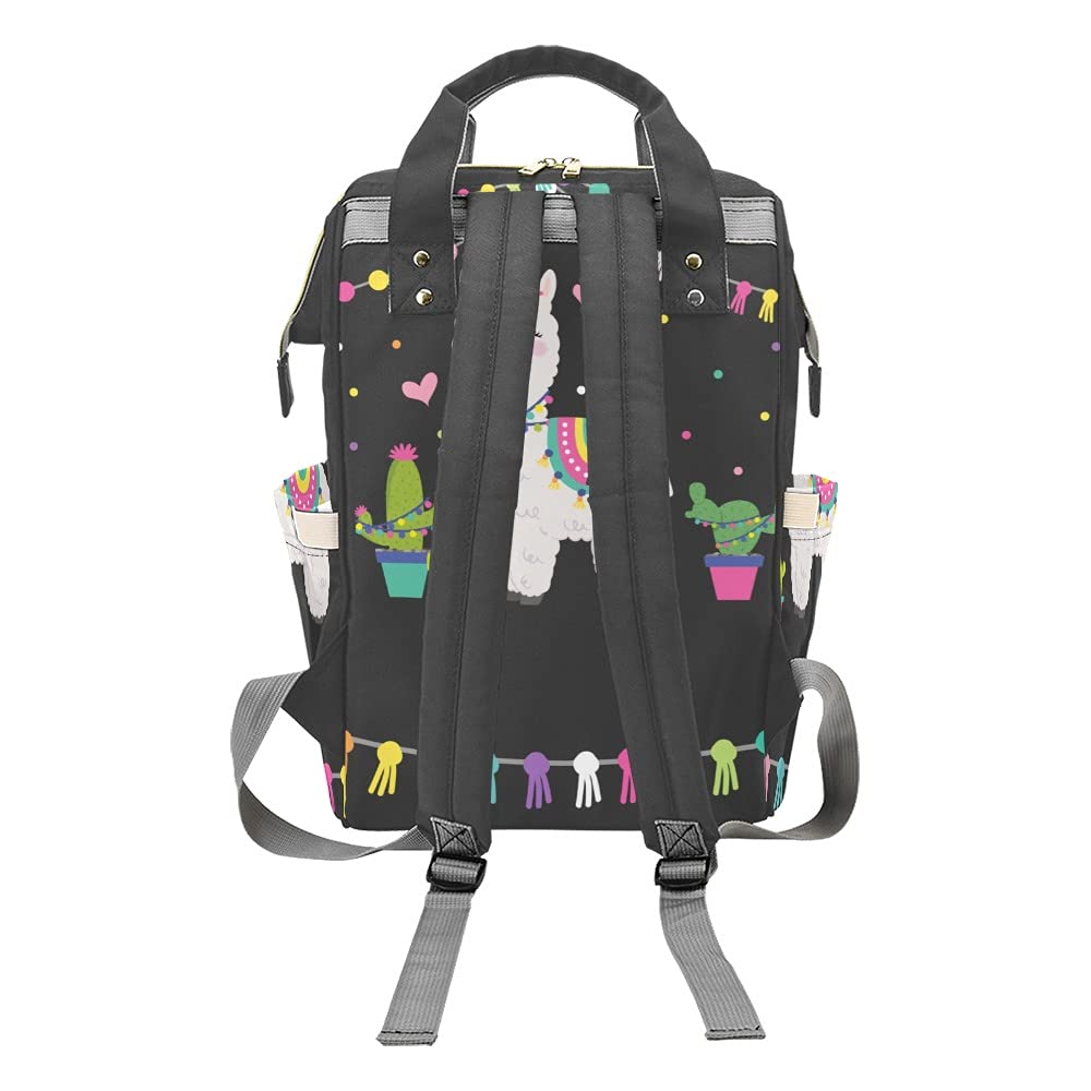 Yeshop Personalized Diaper Backpack Llama Cactus Alpaca Multi Function Diaper Bag Travel Daypack Nursing Nappy Changing Bag