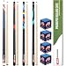 ProSniper Pool Cues | Set of 4 Pool Cue Sticks Made of Canadian Maple Wood | Extra 4 Pool Chalk Included | Unique Design and Durable Cue Stick for Professional Billiard Players