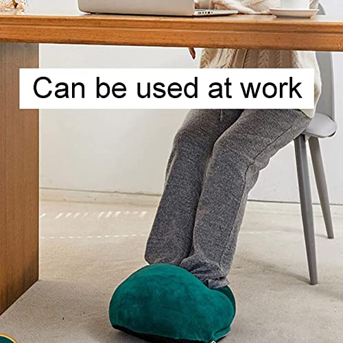 Chaussons chauffants électriques USB vert lavable pour maison et bureau - 6
