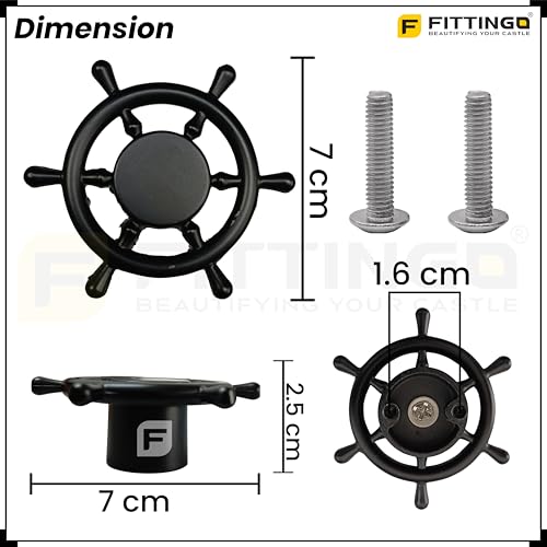 Image of Ship Wheel Design Knob for Drawer /Door Knob /Drawer Knobs /Decorative Knobs and Pulls (Black Finish) Zinc Alloy Pack of 2-| 3 Years Warranty |