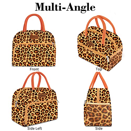 Lunch Bag Women, Insulated Lunch Box Tote Bag For Women Adult Men, Reusable Small Leakproof Cooler Cute Lunch Box Bags For Work Office Picnic Or Travel(Orange Leopard) #TOP6