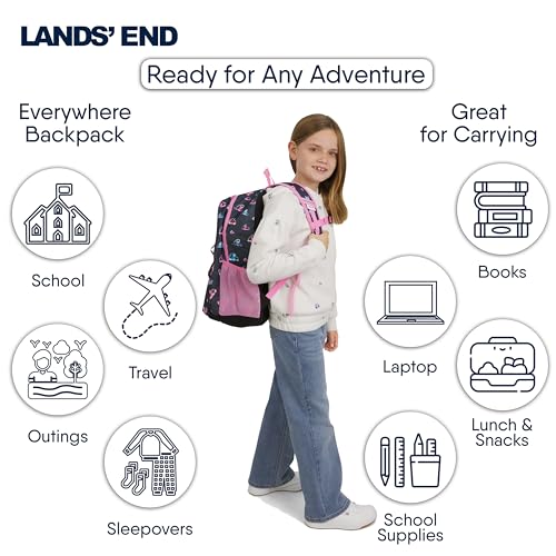 Image of Lands' End Unisex Kids Large ClassMate Lightweight Durable Elementary School Backpack, Hot Pink