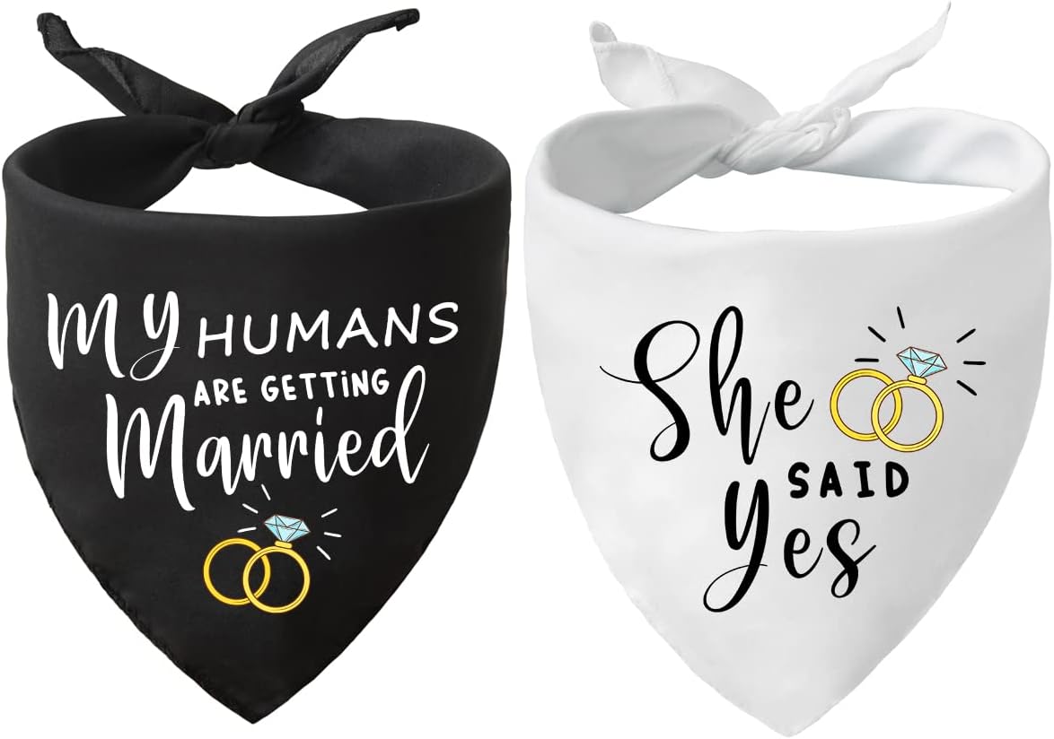 MiCa Direct My Humans are Getting Married She Said Yes Dog Bandana - Wedding Engagement Photos - Pet Scarf Accessories - Pet Accessories…