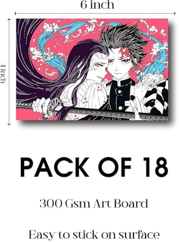 Image of ATEVON Demon Slayer Manga Wall Collage Kit - Pack of 18 Black and White Posters | 6x4 Inch Anime Poster Set Featuring Tanjiro Kamado, Nezuko, Zenitsu, Inosuke | Aesthetic Room Decor for Anime Fans