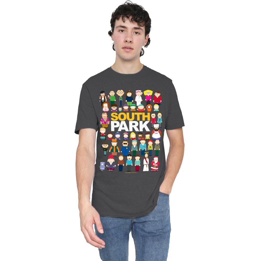 South Park Full Cast Unisex T Shirt, Charcoal, XX-Large