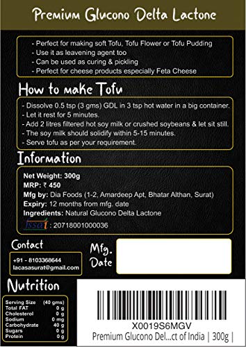Image of La Casa Premium Glucono Delta Lactone (GDL) | Tofu Coagulant | Leavening & Pickling Agent | Best Vegan Paneer Alternative | Product of India | 300g |