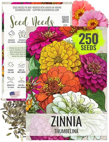 Seed Needs Thumbelina Zinnia Seeds to Plant Dwarf Cut Flowers 1 Pack