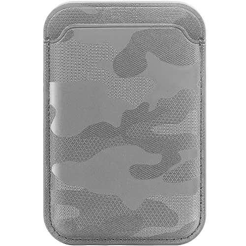 FIDWALL Cartera Magnética Compatible con MagSafe para iPhone 17/16/15/14/13/12, Porta Tarjetas de Cuero con Protección RFID, Imán Potente(Camuflaje Gris)