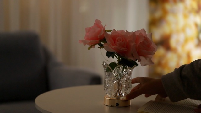 Image of Artificial Pink Rose LED Lamp Night Light,Flower Lamp Gifts for Women Mom Grandma Girlfriend Friend Wife Birthday Christmas Valentines Mothers Day Anniversary, FLower Bedroom Bar Coffee Shop Decor