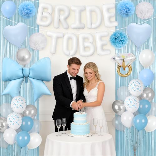 Image of Blue Bachelorette Party Decorations,White Bride To Be Bridal Shower Balloon