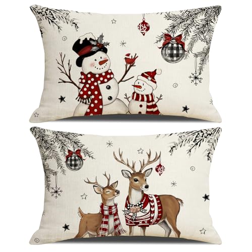 2 Stück Kissenbezug Weihnachten 50x30,Weihnachtskissenbezug...