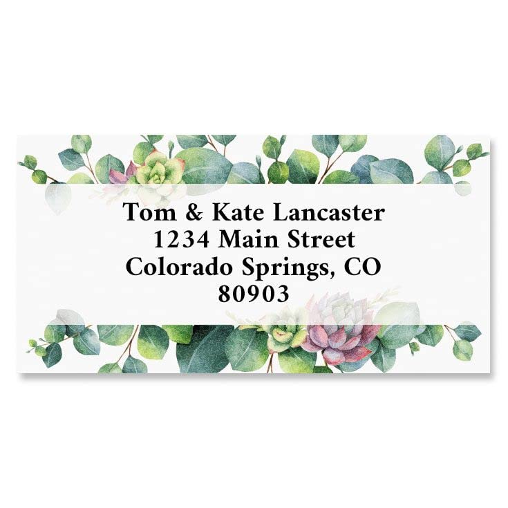 Eucalyptus Personalized Border Return Address Labels- Set of 144 1-1/8" x 2-1/4" Self-Adhesive, Flat-Sheet Labels, by Colorful Images