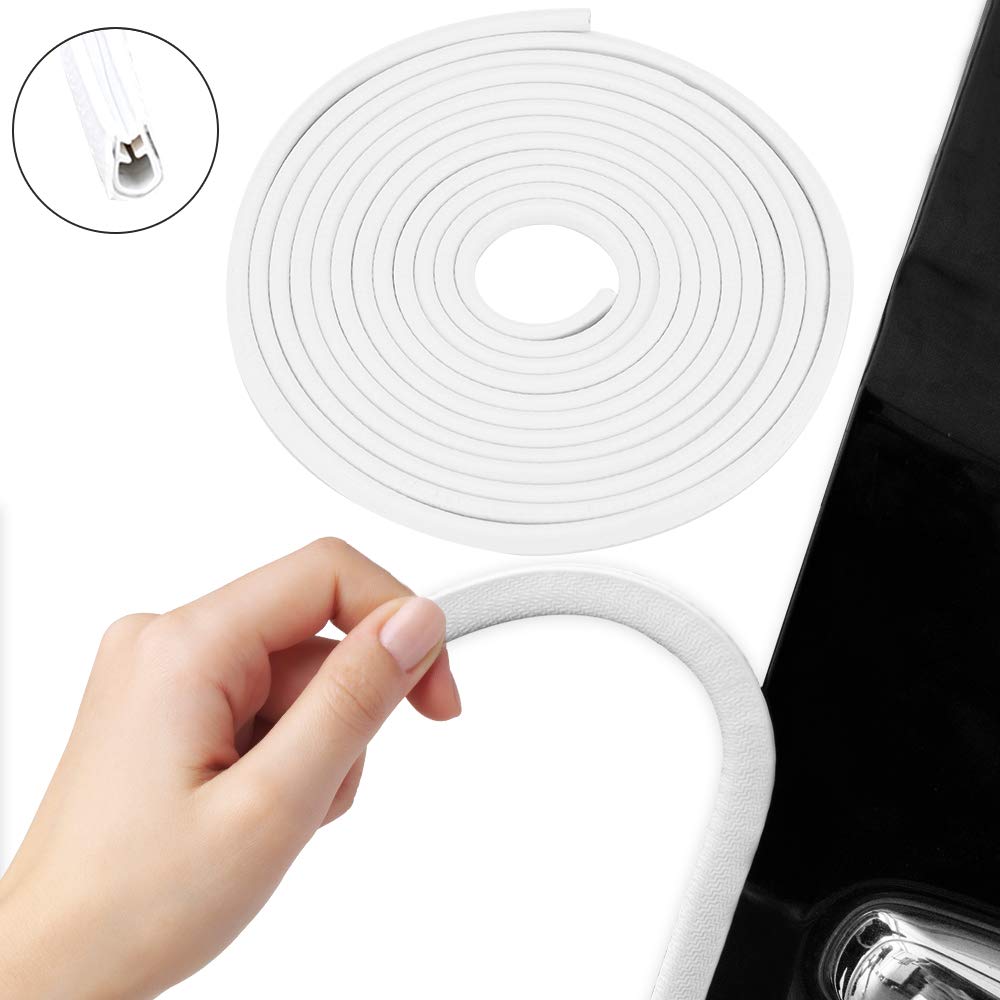 Winunite 32-4/5Ft Car Door Edge Guards No Glue Textured White Universal Fit Rubber U Shape Car Door Edge Protector Automotive Door Entry Guard Door Trim Molding for Sedans, Trucks, SUV, ATV, Boats