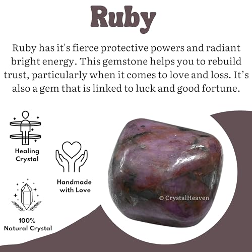 Image of Crystal Heaven Certified Ruby Healing Tumbled Stone,Natural Polished Crystals For Diy Crafts,Manifestation,Meditation,Pooja Feng Shui And Reiki Healing(30 Grams)