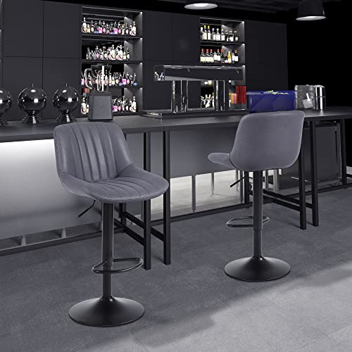 Youhauchair BAR8001-DG-1PC Bar Stools Set Of 1, Swivel Counter Height Barstools With Back thumb #1