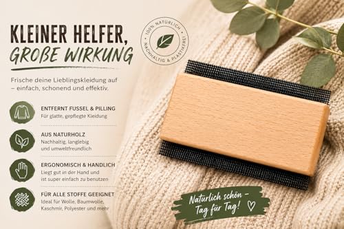 Holz-Kaschmir-Kamm: Fusselentferner für Pullover, Sofa & Teppich – Entfernt Fussel, Pilling, Tierhaare – Bild 8