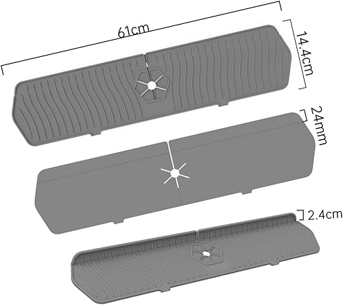 Miniatura 3 de Protector contra salpicaduras para grifo de cocina, 24 x 5.6 pulgadas, alfombrilla de silicona mejorada para recogedor de agua, almohadilla de