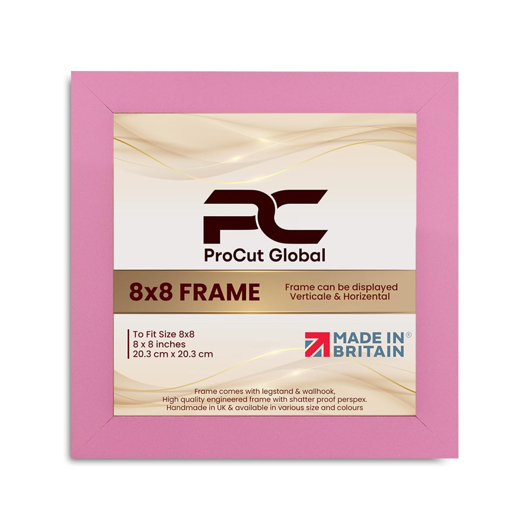 Procut Global 9X9 Pink Picture Frames - Modern Wooden Photo Frame with Shatterproof Perspex for Wall or Tabletop - Perfect for Posters, Certificates, Prints - Sizes & Colors Available