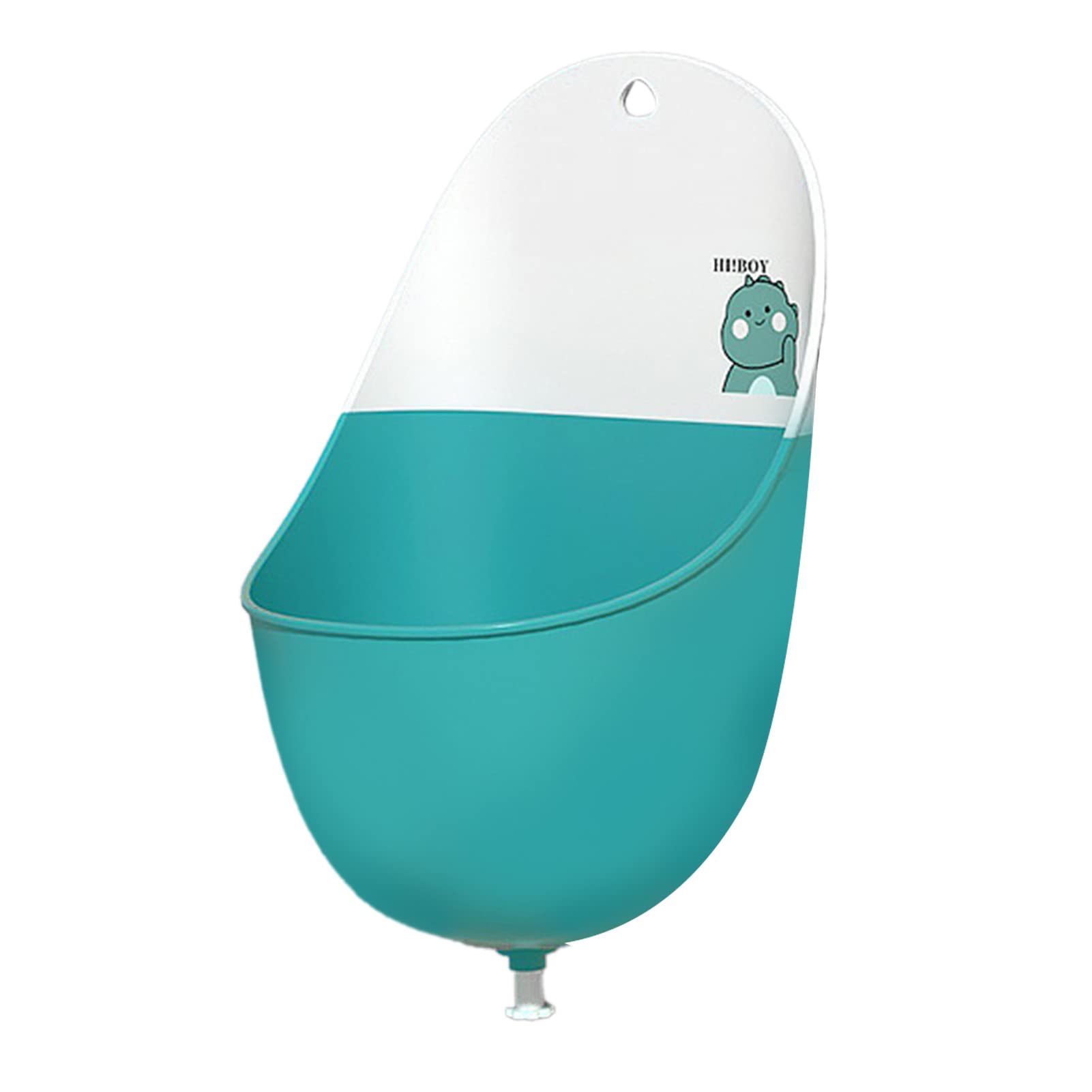 Lazmin112 Baby Urinal Lightweight Portable Practical Capacity PP TPR Potty Training Urinal for Boys Bathroom Drainage Pipe (Blue) (Green Dinosaur (with Hooks Water Plugs))