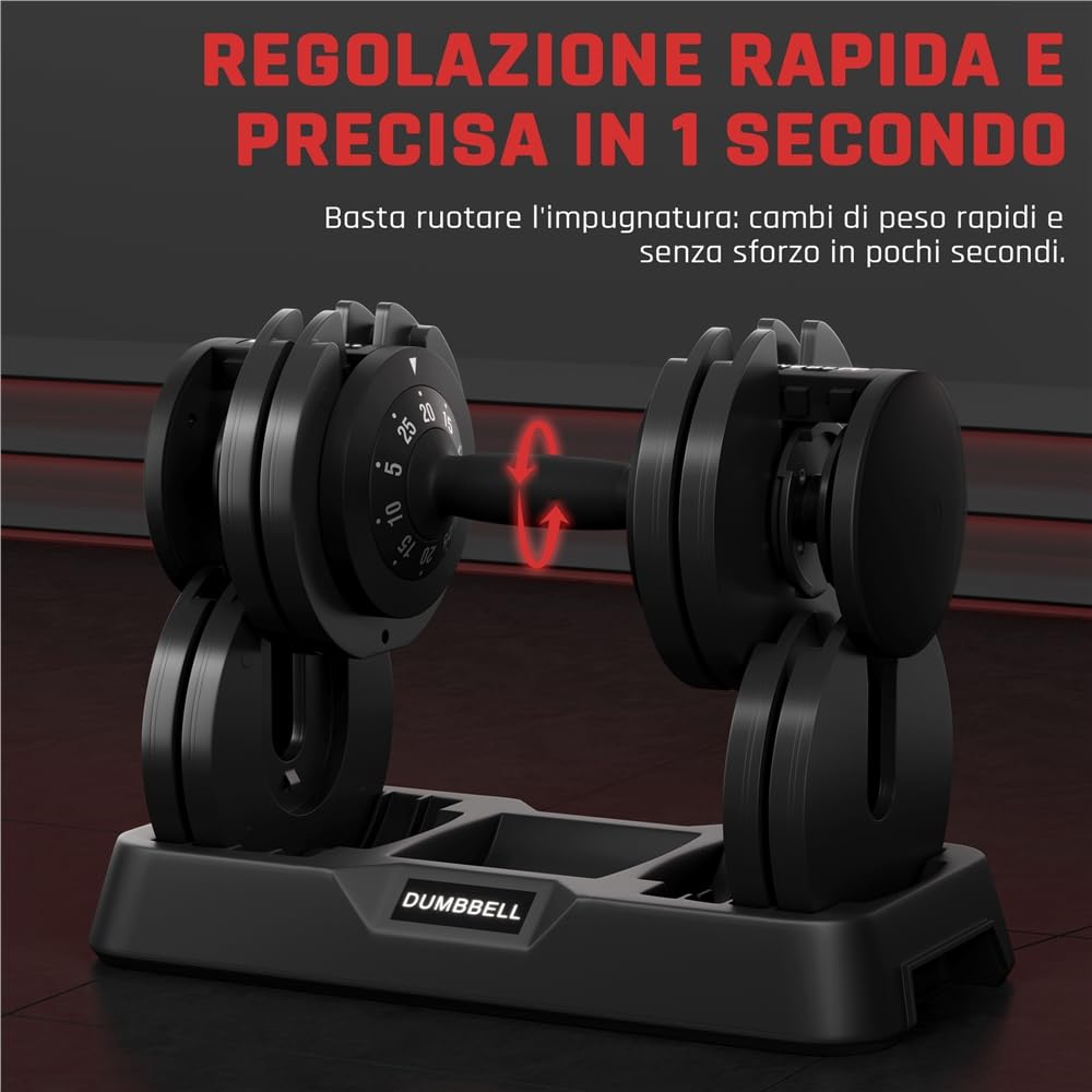 Yaheetech Manubri Regolabili 5 Pesi in 1 con Doppio Blocco di Sicurezza, Design Ergonomico e Salvaspazio, Ideali per Allenamento Casa Palestra e Fitness Nero