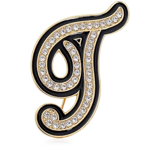 Broche lettre initiale en strass doré pour homme et femme de A à Z