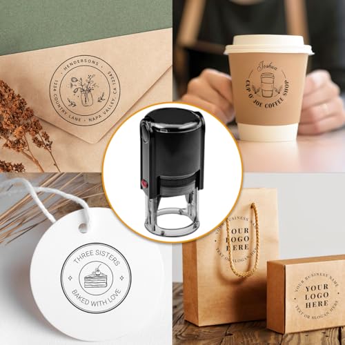 SuSuTiFy Personalized Logo Stamp Custom Stamp Customized Business Logo Stamp with Text Self Inking Rubber Stamper - Stamps for Local Business Office Supplies, 4 Sizes Round