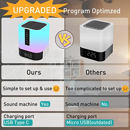 Night Light Bluetooth Speaker, Upgraded Touch Bedside Lamp With 48 Color Changing, Sleeping Sound Machine, Bluetooth Alarm Clock For Kids Bedroom, Birthday Gifts For 10-16 Year Old Teenage Girls Boys #TOP1