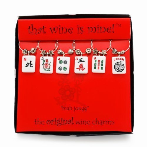 Bijoux de verre Mah Jongg Wine Charms Set of 6 colorés