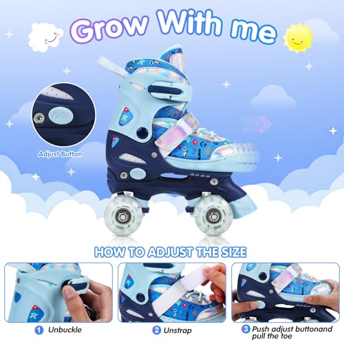 Besketo Toddler Skates for Boys, Adjustable Size 4 Shoes With All Light-Up Wheels, Sparkling Skate for Indoor/Outdoor & Birthdays - J7 to J10