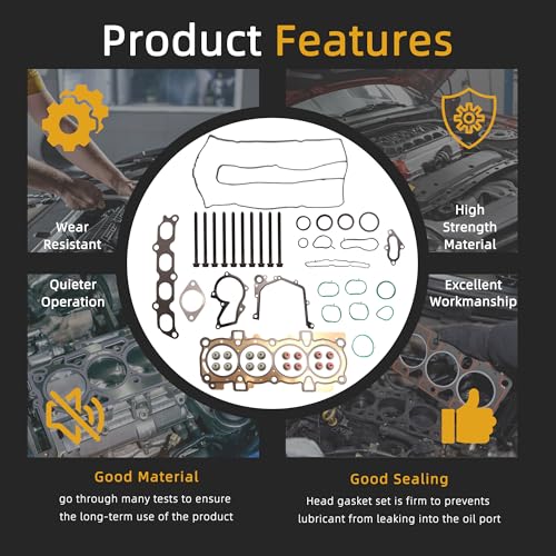 Image of Head Gasket Set with Bolts, 1.6L Fit for Ford Fiesta 1.6L 1596CC 97Cu. in. l4 Gas DOHC Naturally Aspirated 2011-2016 OE#HGS4313 ‎ES72797