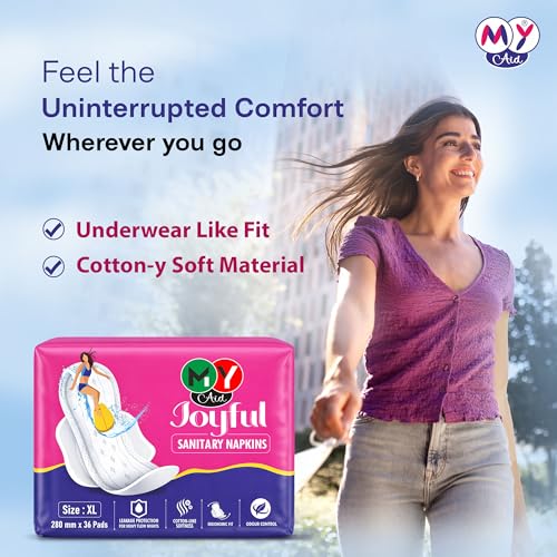 Image of JOYFUL Sanitary Pads for Women - 36 Pieces | Soft, Comfortable, Leak-Proof, Rash-Free & Odour Control Pads