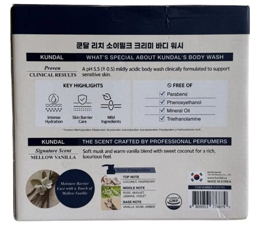 Mellow Vanilla KUNDAL Rich SoyMilk Body wash 2 x 16.9oz + 1 x 3.38oz