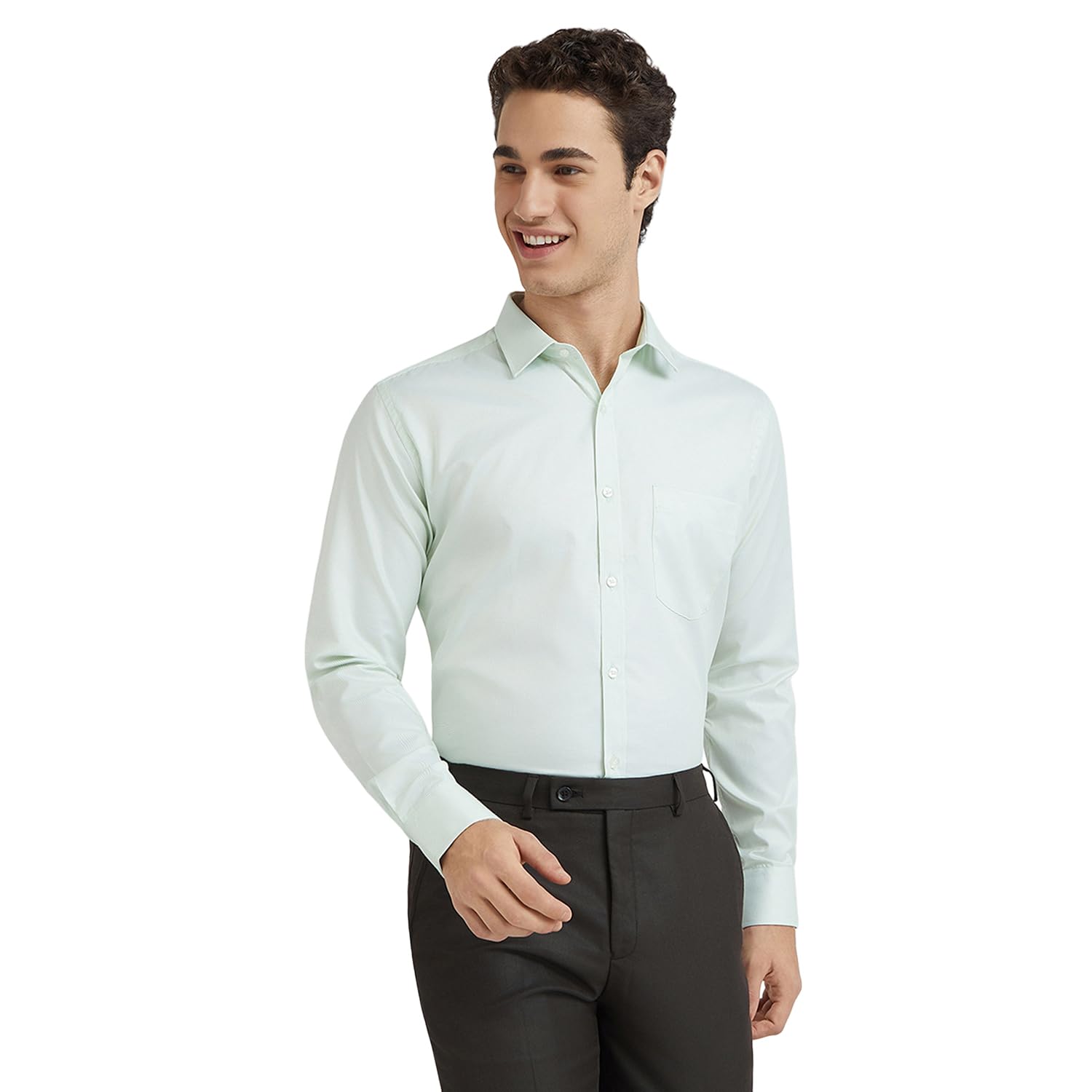 park avenue Men's Slim Fit Structure Pattern Cotton Polyester Blend Semi Cutaway Collar Full Sleeve Formal Shirt-picture-12