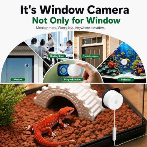 Image of 2K No-Drill Window Security Cameras, 2Packs Magnetic Cameras for Home Security, 5G&2.4G WiFi Indoor Angled Window Cam Stick on Glass, Full Color Night Vision, 24 /7 AI Human Detection for RV, Apartment
