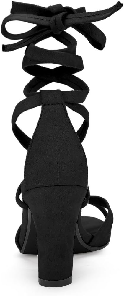 Allegra K Women's Lace Up High Block Heeled Sandals - Image 4