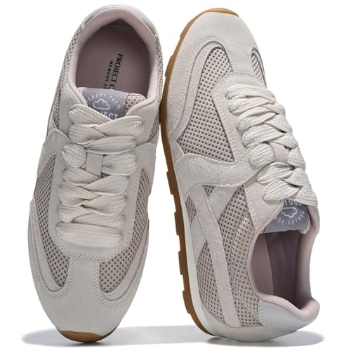 Image of Project Cloud Leather Barefoot Shoes Women - Memory Foam Lace-Up Womens Sneakers - Lightweight & Non Slip Womens Shoes Casual - All-Day Women's Fashion Sneakers for 2026