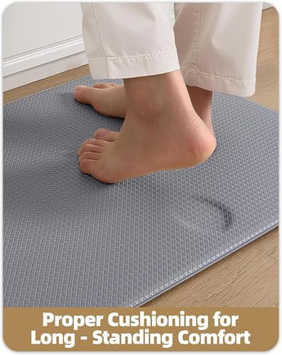 Color G Tappeto Cucina 44 x 75 + 44 x 150cm, Rimbalzabile Cuoio Tappeto Cucina Antiscivolo Lavabile, Confortevole Passatoia Cucina Impermeabile per Cucina, Soggiorno, Ufficio (Grigio) - immagine 5