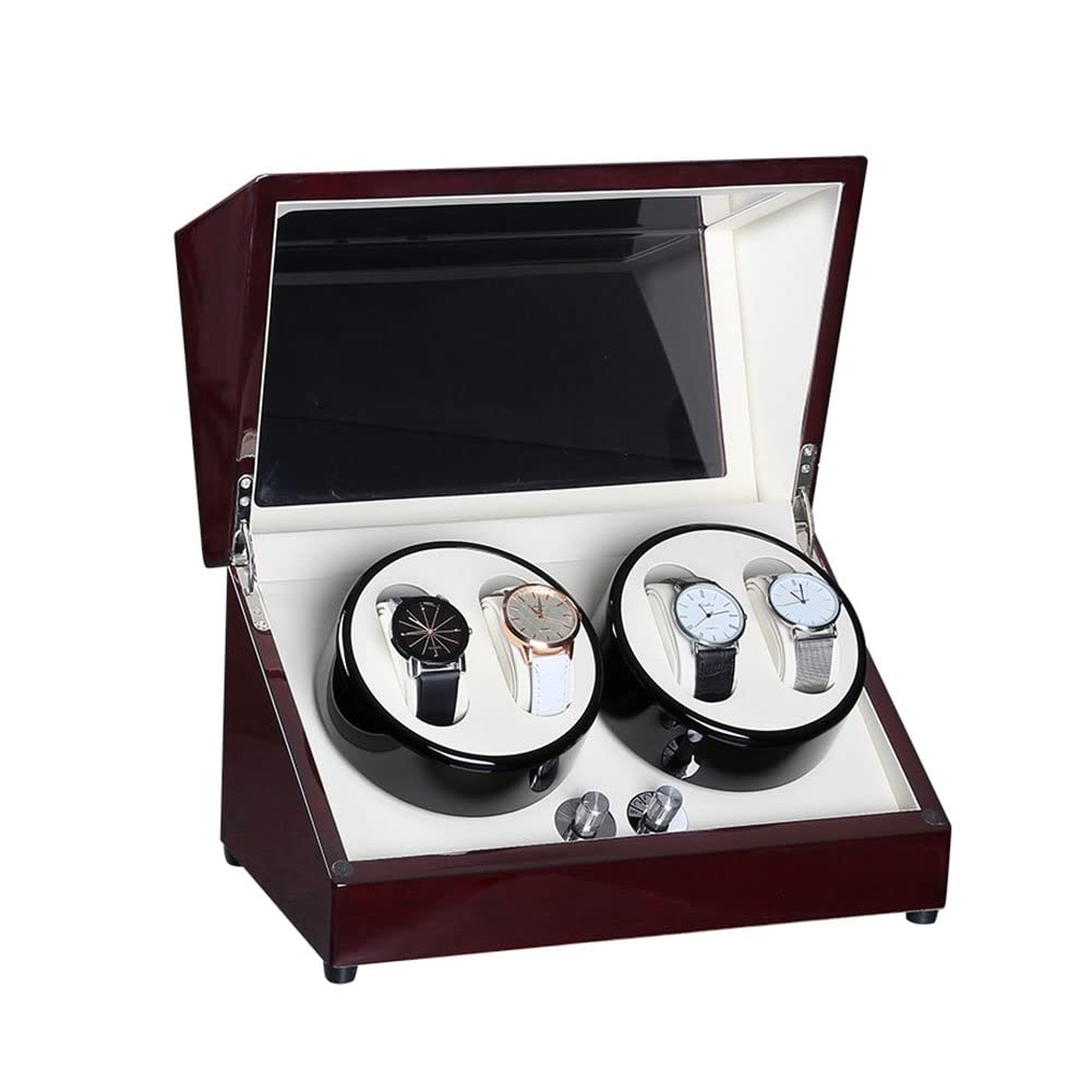 Remontoir automatique pour 4 montres en bois vernis piano et cuir luxe