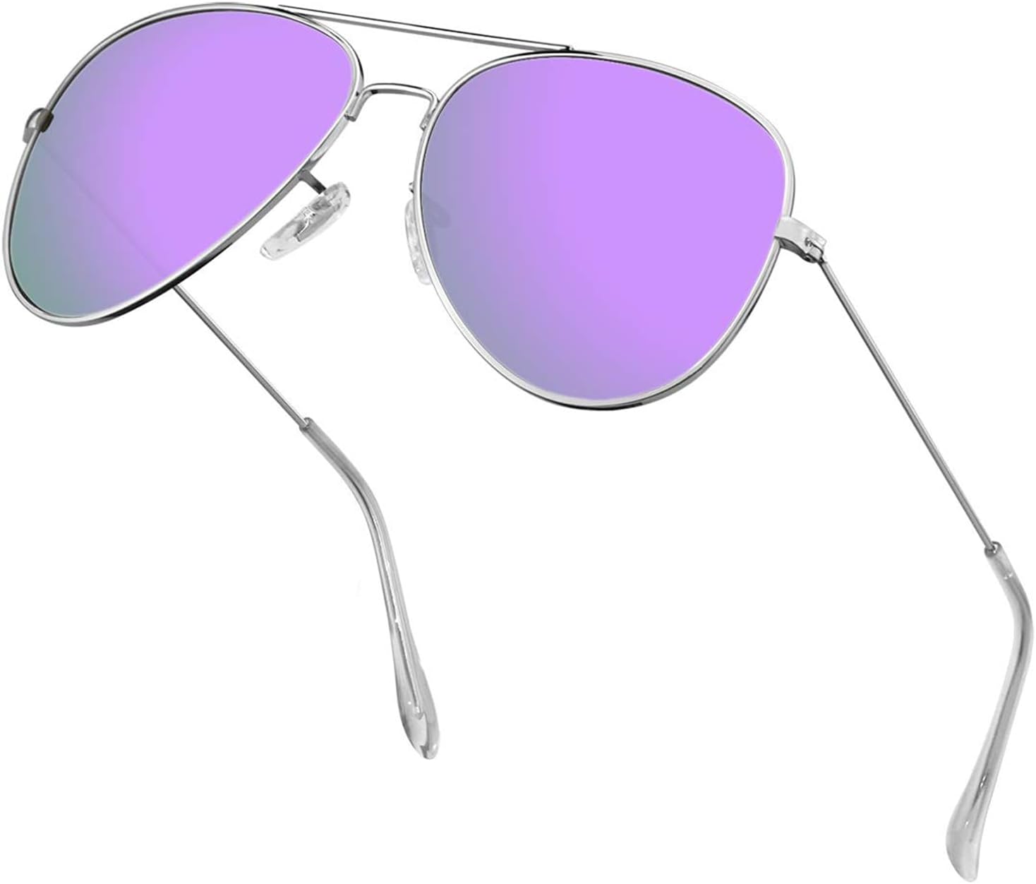 Polarized Aviator Sunglasses for Men/Women Metal Mens Sunglasses Driving Sun Glasses Purple Lens/Silver Frame