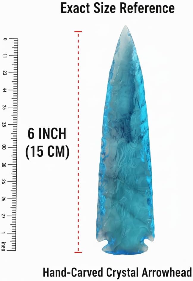 6" Aqua Obsidian Spearhead - Hand-Knapped Large Blue Crystal Arrowhead for Meditation & Energy Healing - Translucent Glass Gemstone for Altar Decor & Metaphysical Work - Unique Spiritual Gift by Forestofcrystals